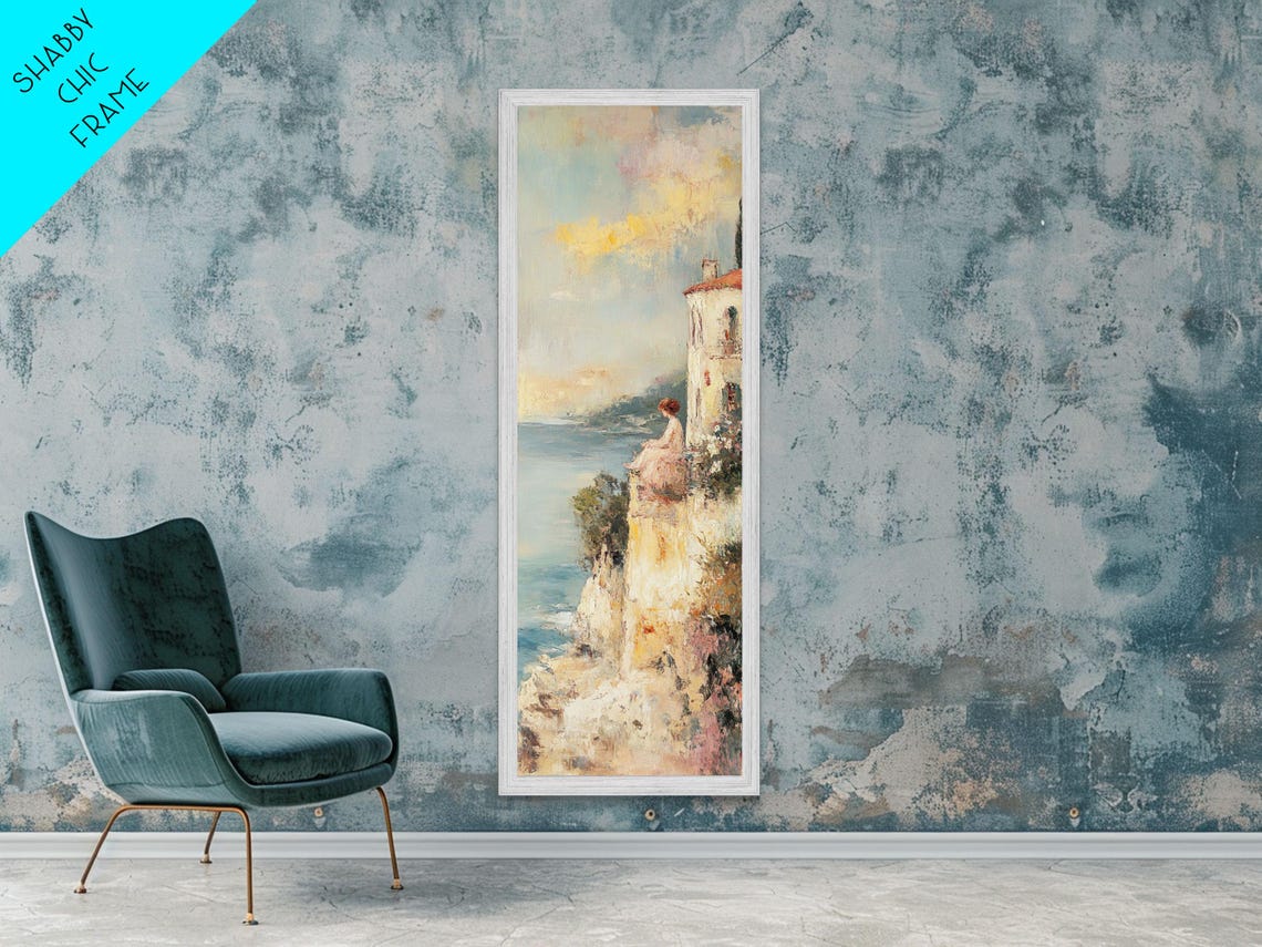 Abstract Oil Painting Print Of A Woman Overlooking The Coast Victorian Oil Painting Nautical Seascape Painting Wall Decor For Girls - Image 4