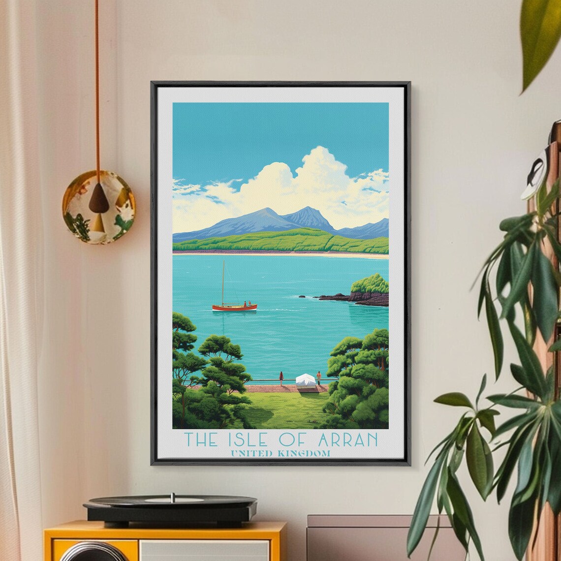 Isle Of Arran Scotland Sailboat Bay Mountain Backdrop Travel Poster - Image 2