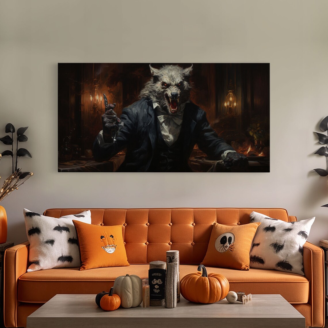 Victorian Gentleman Werewolf Snarling Suit Candlelit Gothic Horror Art Poster - Image 4