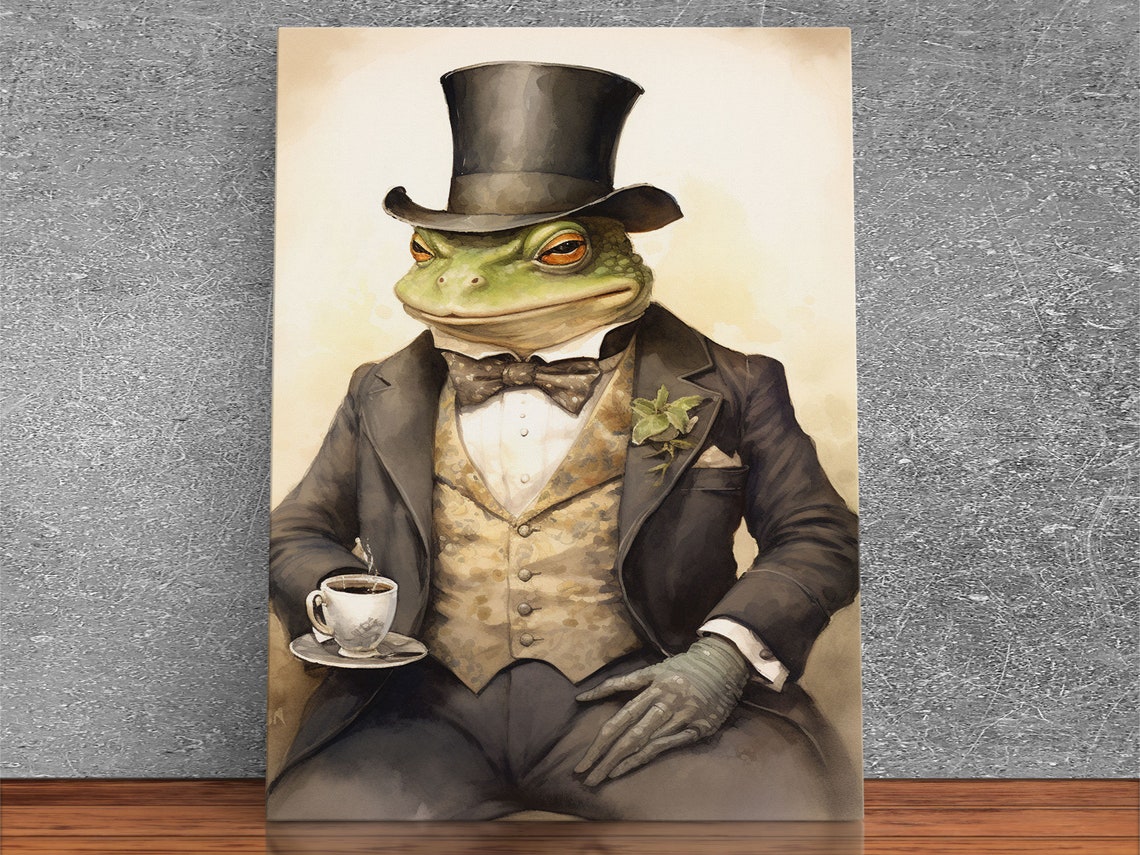 Victorian Business Toad In Top Hat Suit Funny Animal Portrait Poster - Image 4