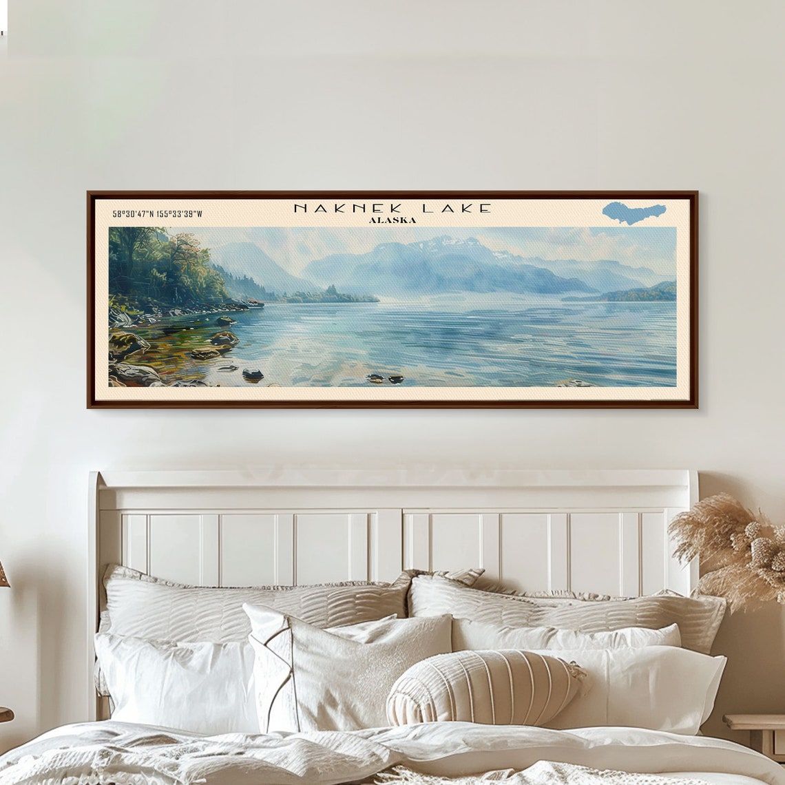 Naknek Lake Alaska Bright Blue Water Hazy Mountain Panorama Poster - Image 3