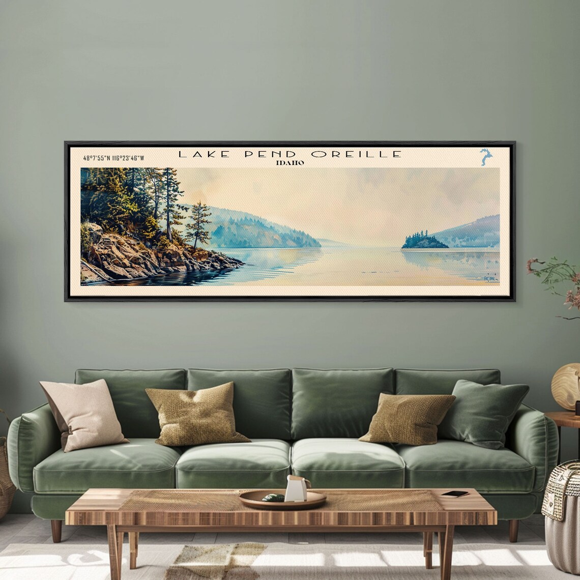 Lake Pendreille Travel Poster, Panoramic Landscape - Image 4