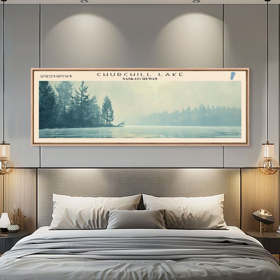 Churchill Lake Saskatchewan Misty Evergreen Haze Water Travel Poster
