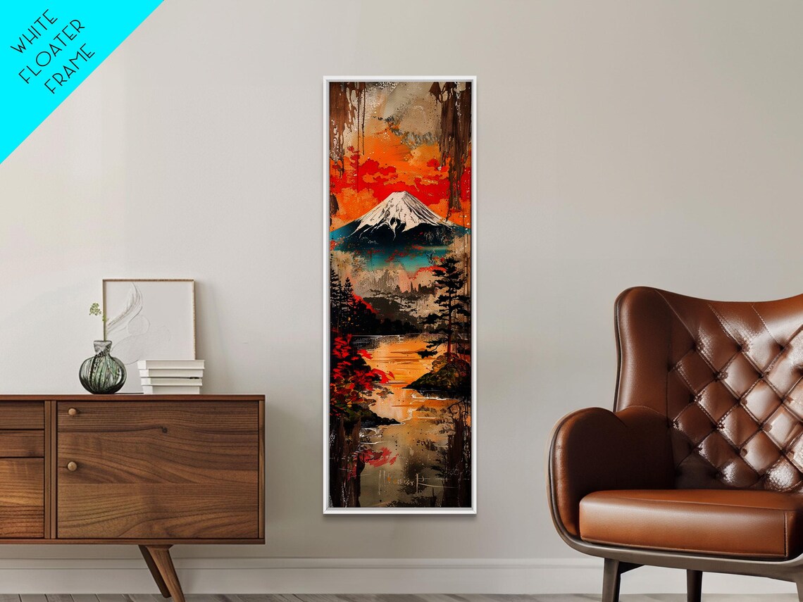 Mount Fuji Snow Capped Autumn Foliage Lake Reflection Japan Poster - Image 3