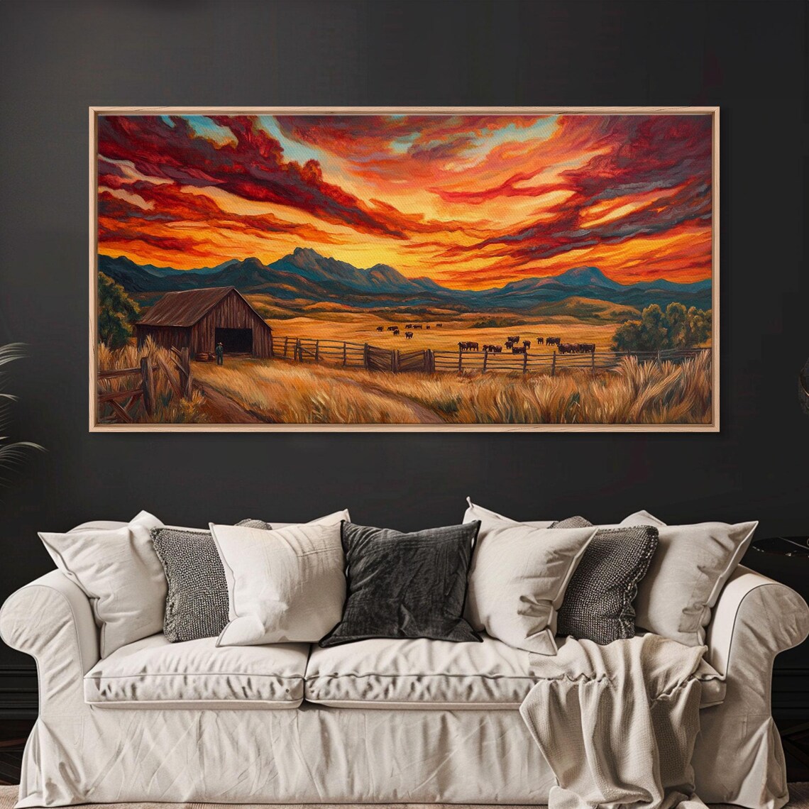 Sunset Ranch Western Farmhouse Landscape Art Print - Image 5