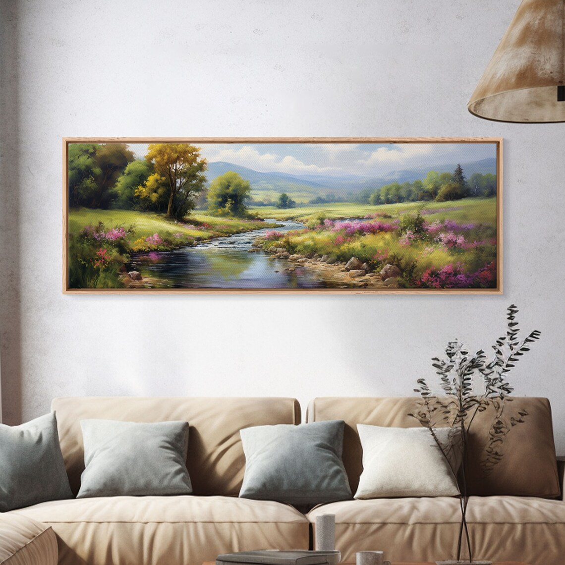 The Meadow Watercolor Panoramic Landscape Art Print - Image 4