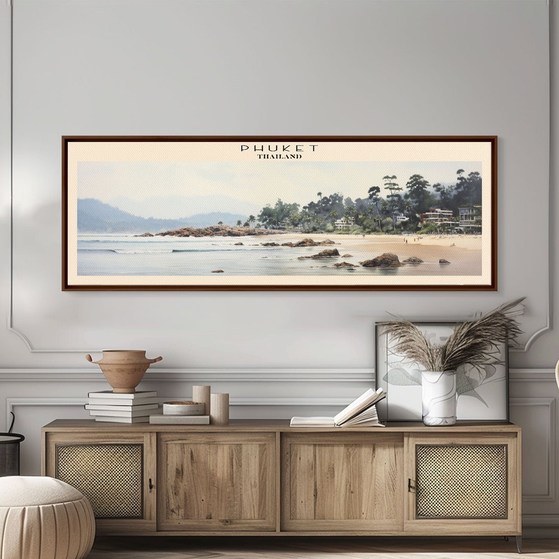 Phuket Thailand Rocky Beach Palm Trees Panoramic Vintage Travel Poster - Image 5
