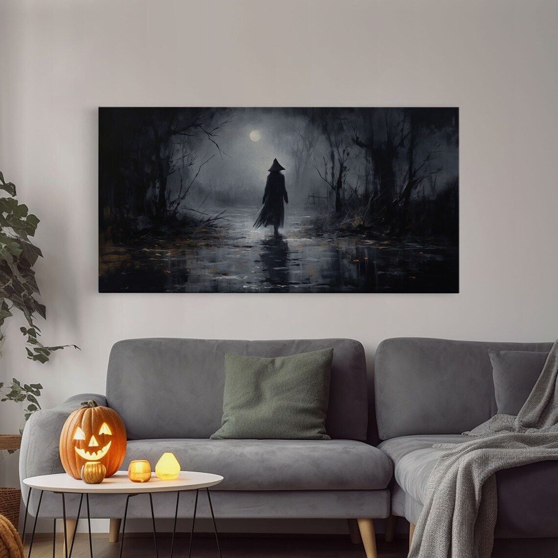 Witch Walking in the Rain, Victorian Oil Print - Image 3