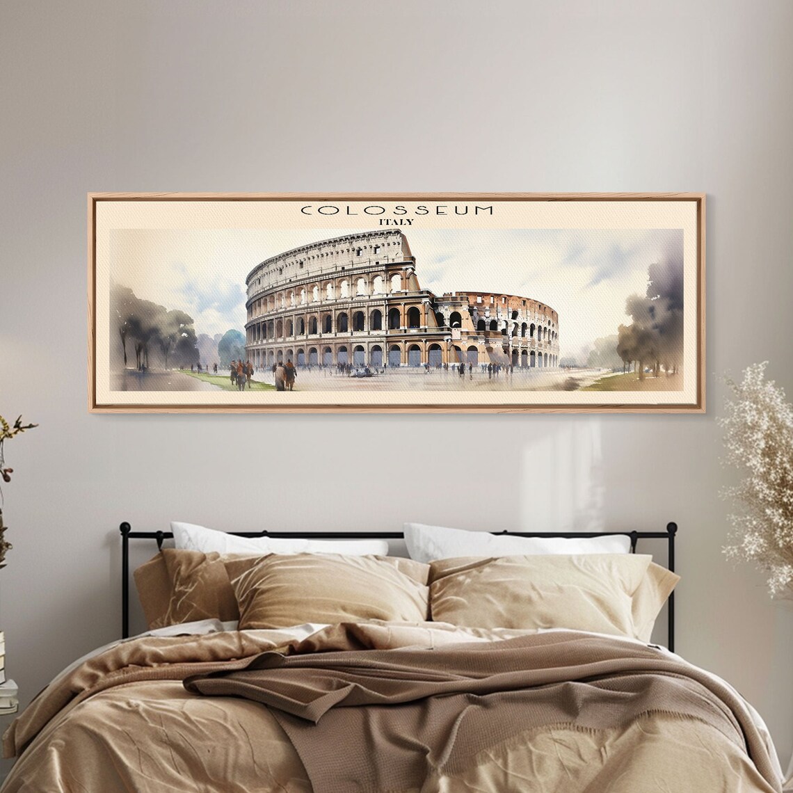 Colosseum Italy Rome Ancient Arena Crowd Watercolor Panoramic Poster - Image 6