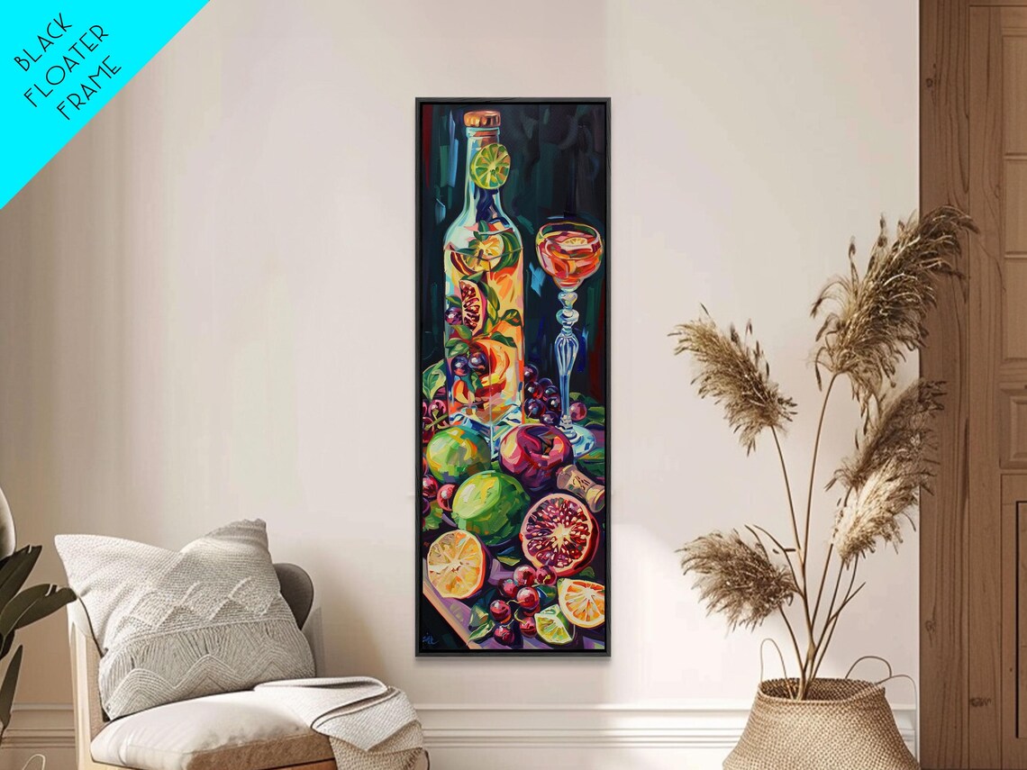 Colorful Cocktail Still Life With Wine Bottle And Fresh Fruit Bar Poster - Image 4