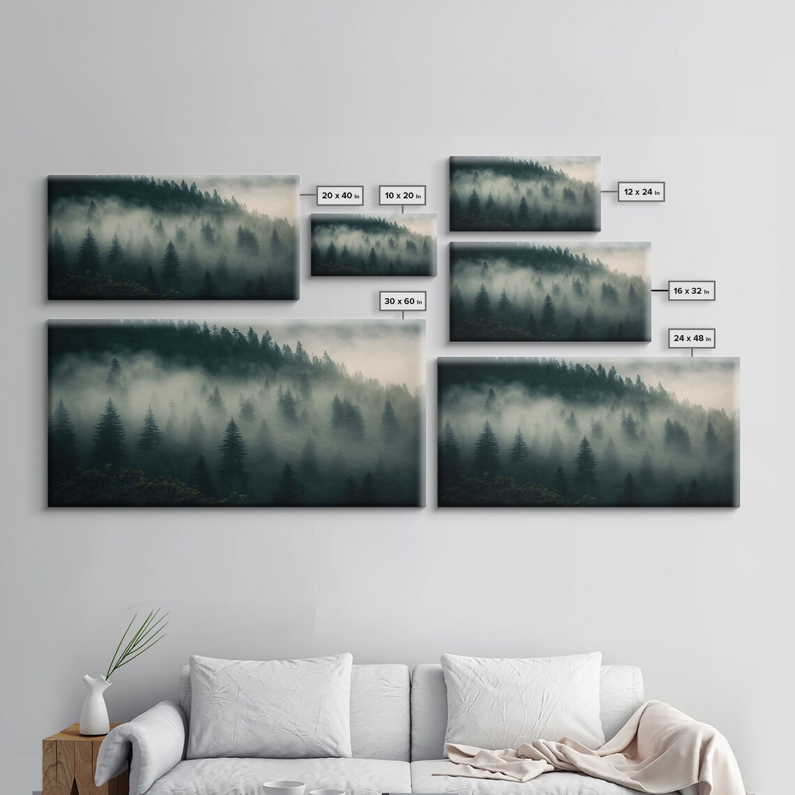 Foggy Pine Forest Canadian Landscape Art Print - Image 2