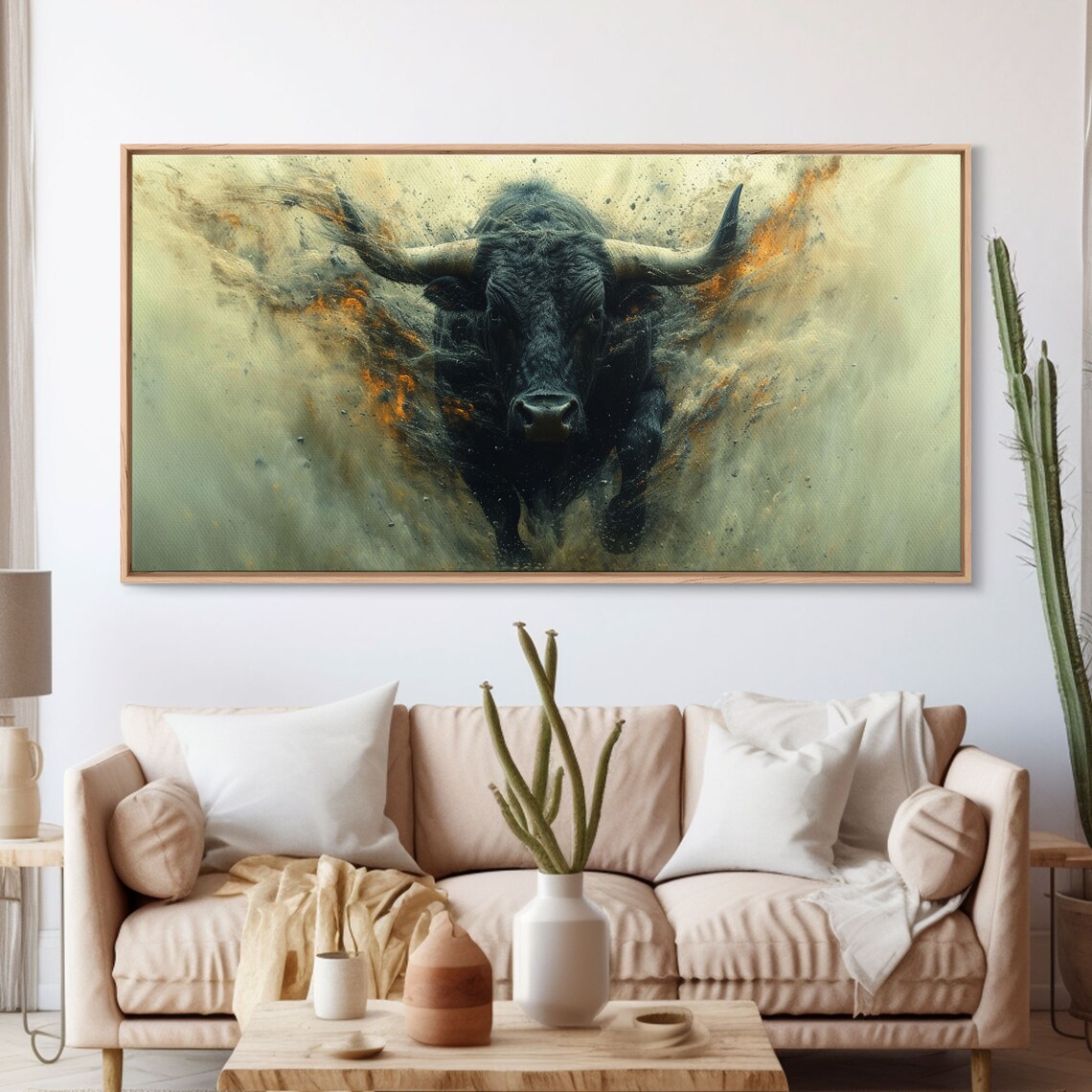 Angry Bull Western Decor Art Print, Office Wall Street - Image 3