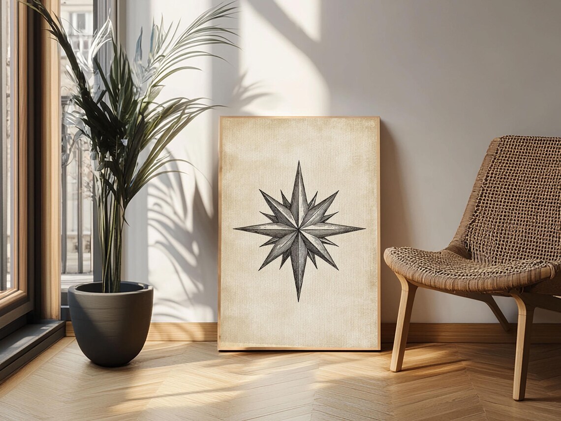 North Star Minimalist Boho Christmas Art Print - Image 3