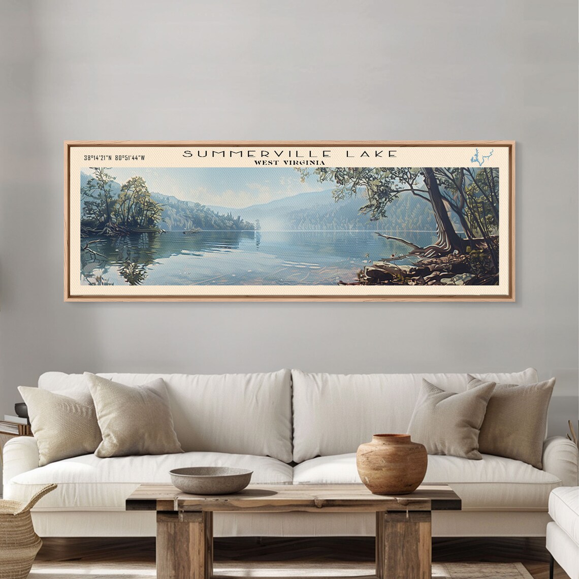 Summerville Lake West Virginia Deep Blue Water Forest Travel Poster