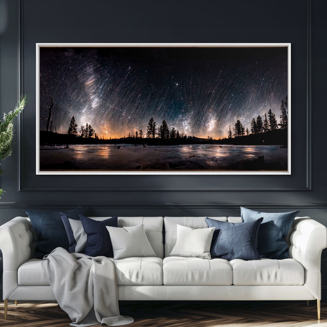 Wall Art Landscape Mountains Nature Painting Prints Minimalist Modern Home Artwork Decoration Night Sky With Stars - Image 4