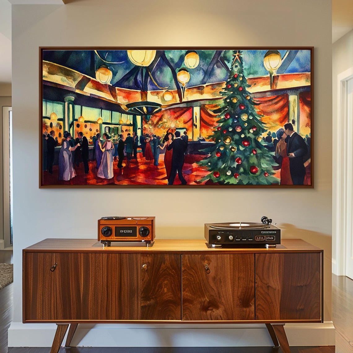Christmas Grand Ballroom Dancing Couples Holiday Gala Art Print - Image 3