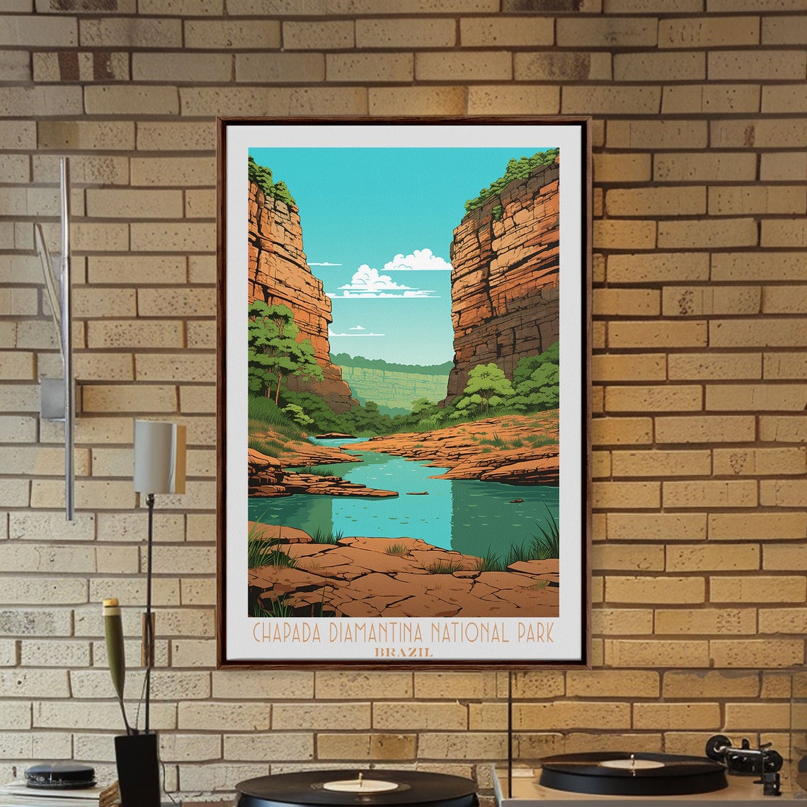 Chapada Diamantina Brazil Red Canyon River Gorge View Travel Poster