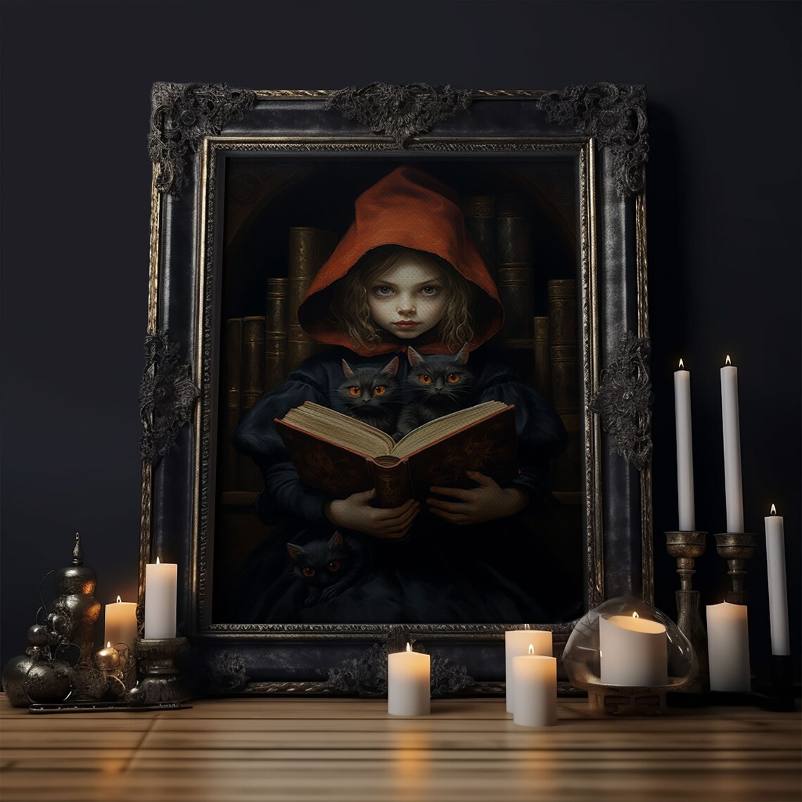 Little Witch and Her Familiars, Gothic Art Print - Image 6