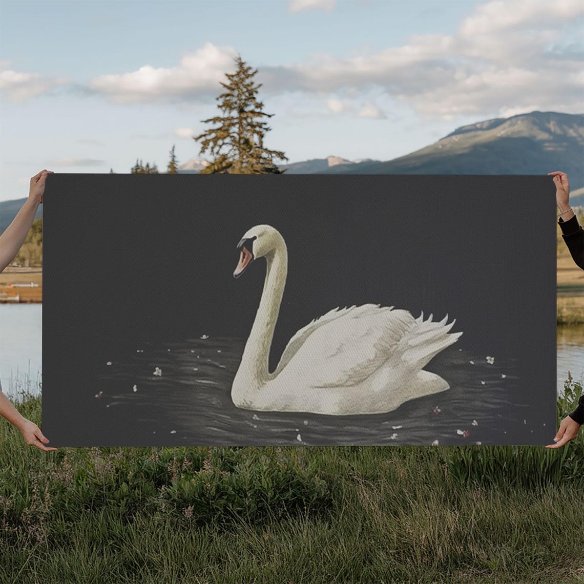 The Black Swan Vintage Framed Art Retro Framed Vintage Print Vintage Painting Black Swan Art Girls Room Or Nursery Print