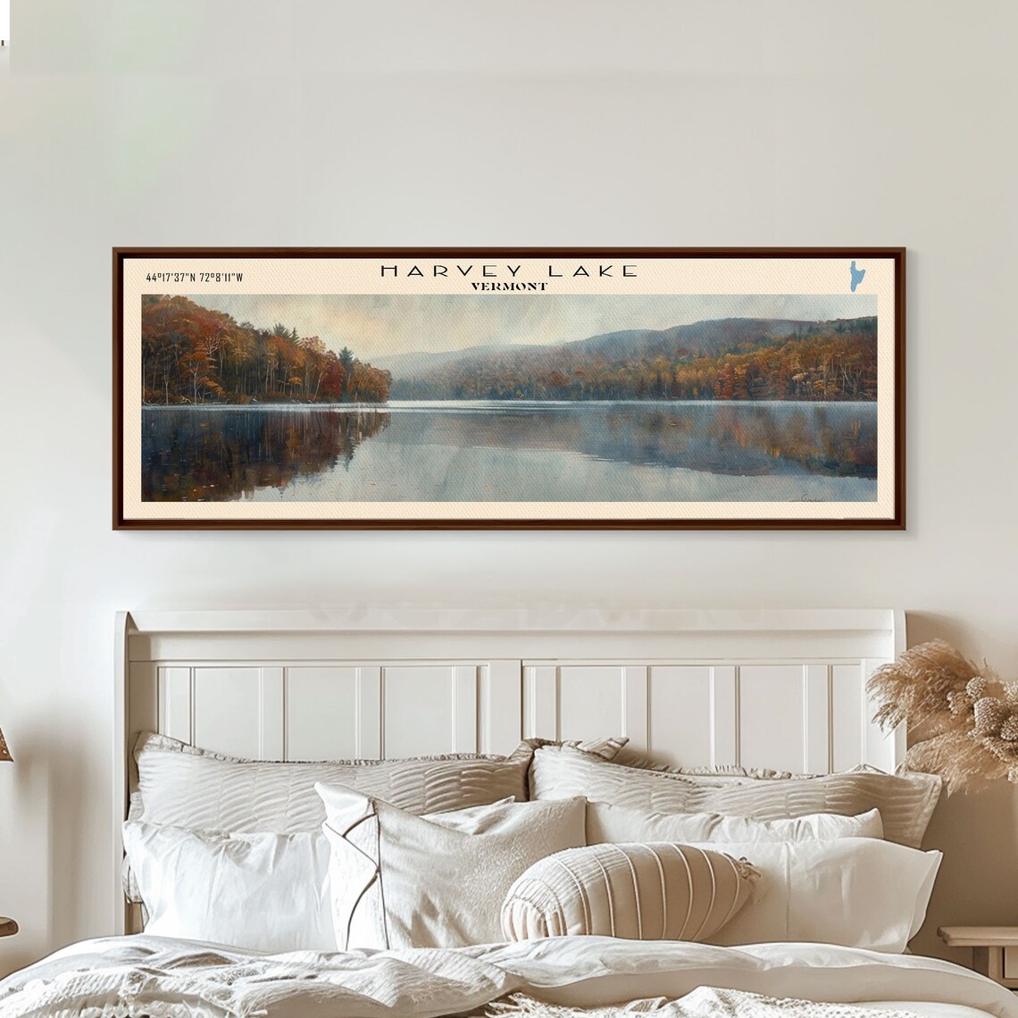 Harvey Lake Vermont Autumn Forest Calm Reflection Travel Poster - Image 4
