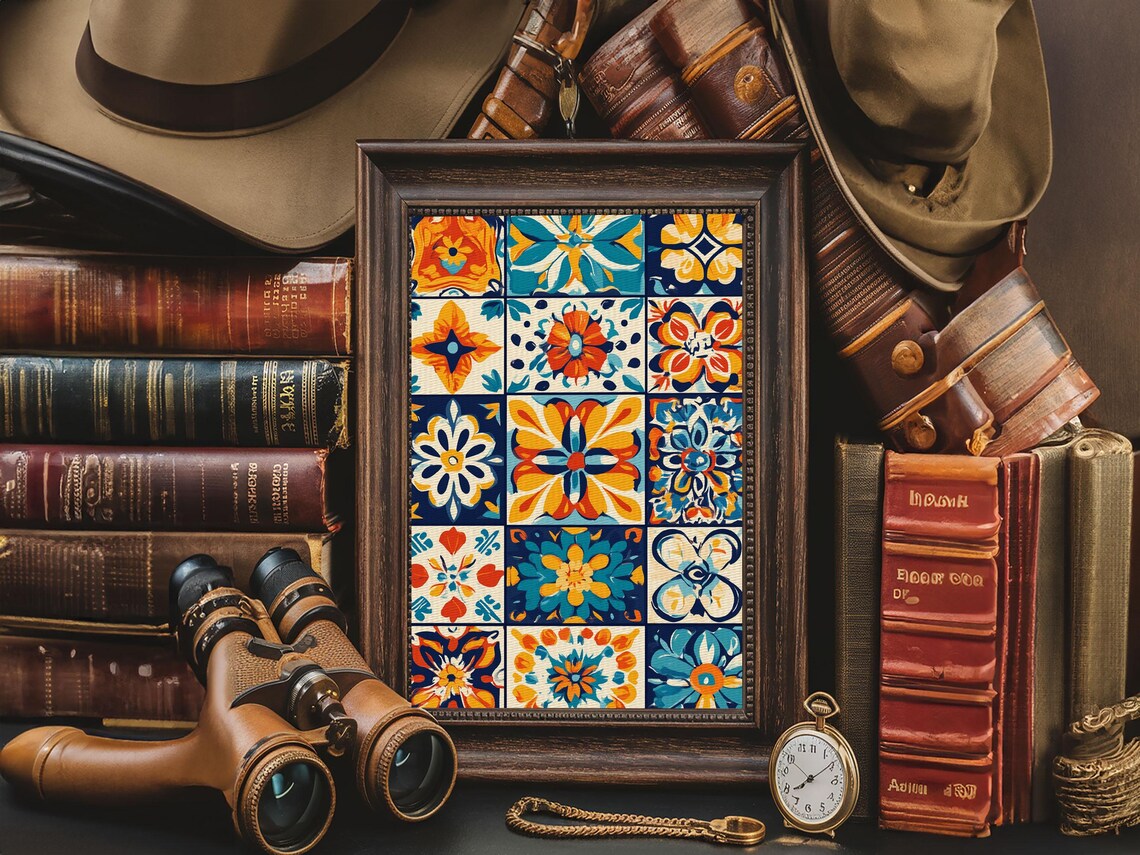 Mexican Tile Textile Print, Mexicano Style Decor - Image 2