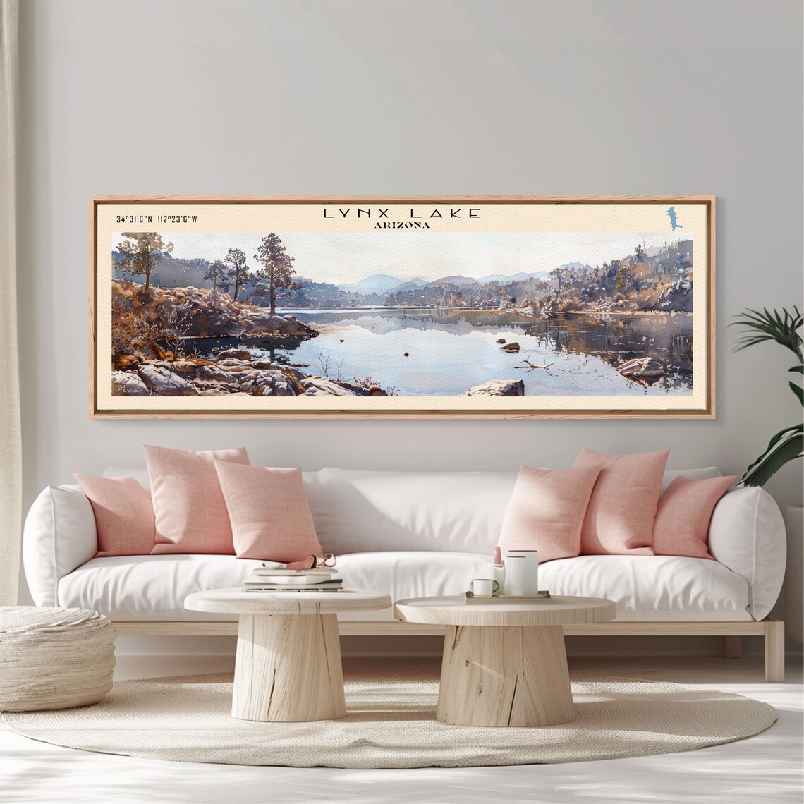 Lynx Lake Arizona Watercolor Rocky Pine Shore Mirror Lake Art Poster - Image 2