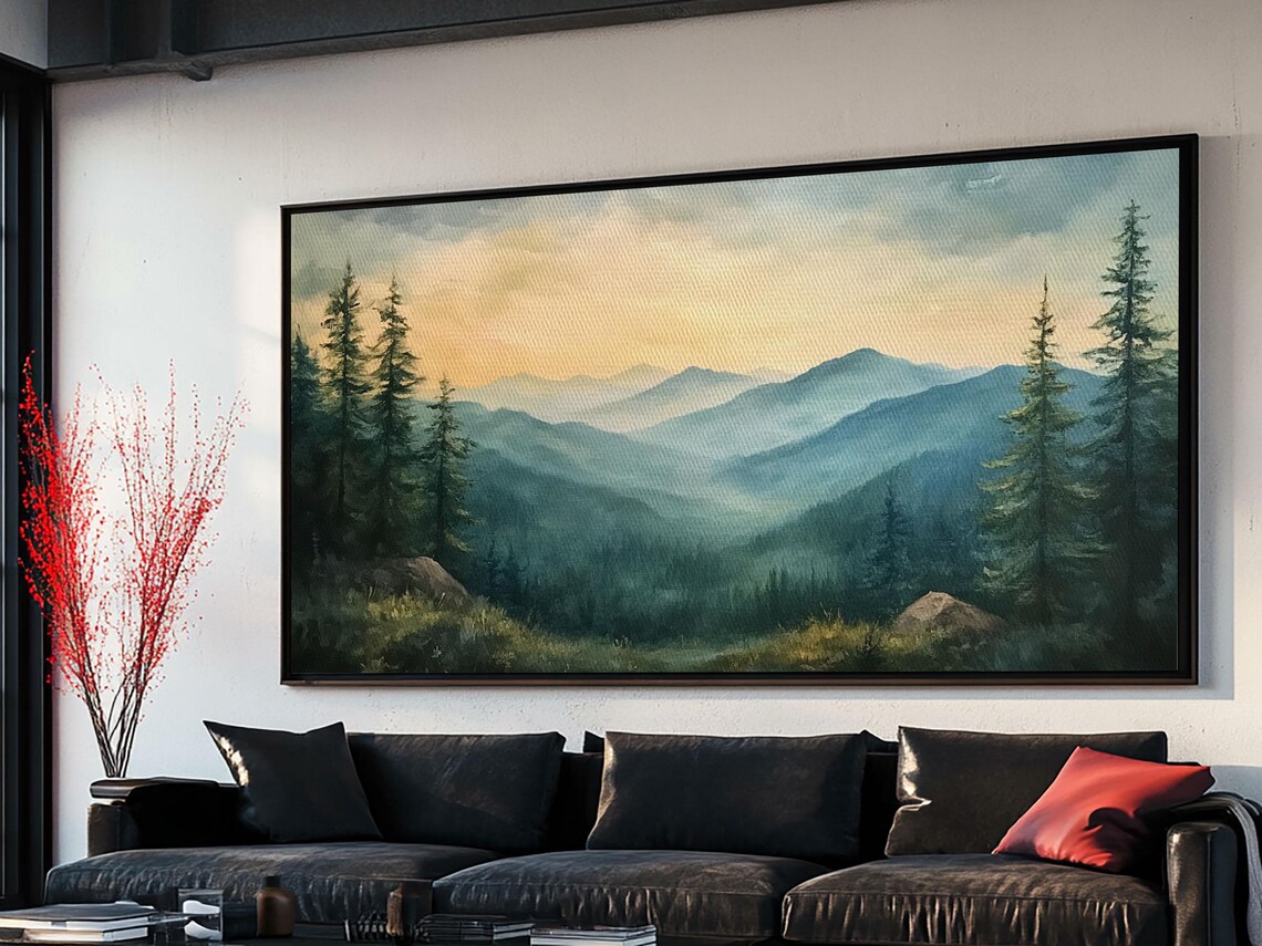 Blue Ridge Mountains Minimalist Watercolor Art Print - Image 6