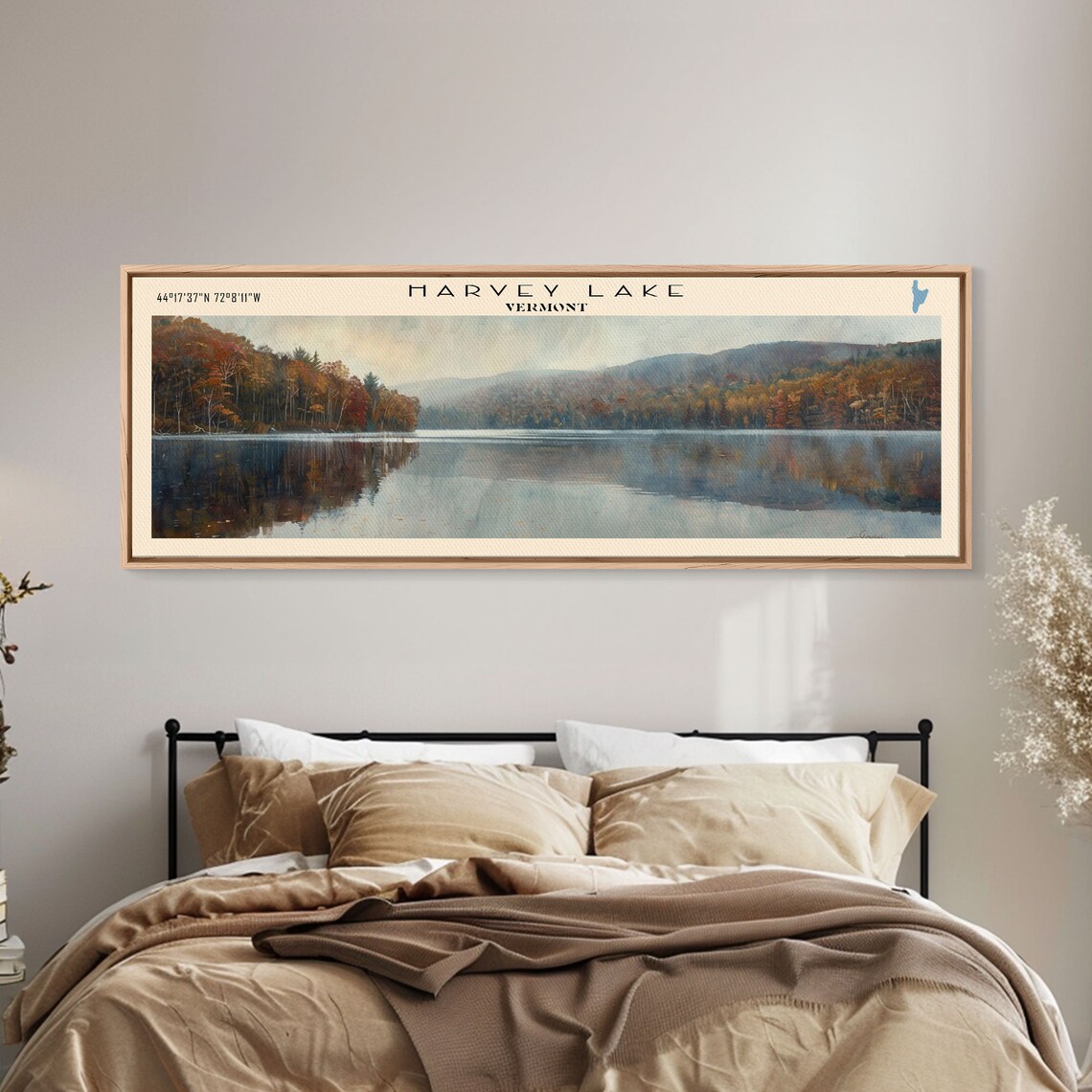 Harvey Lake Vermont Autumn Forest Calm Reflection Travel Poster - Image 2