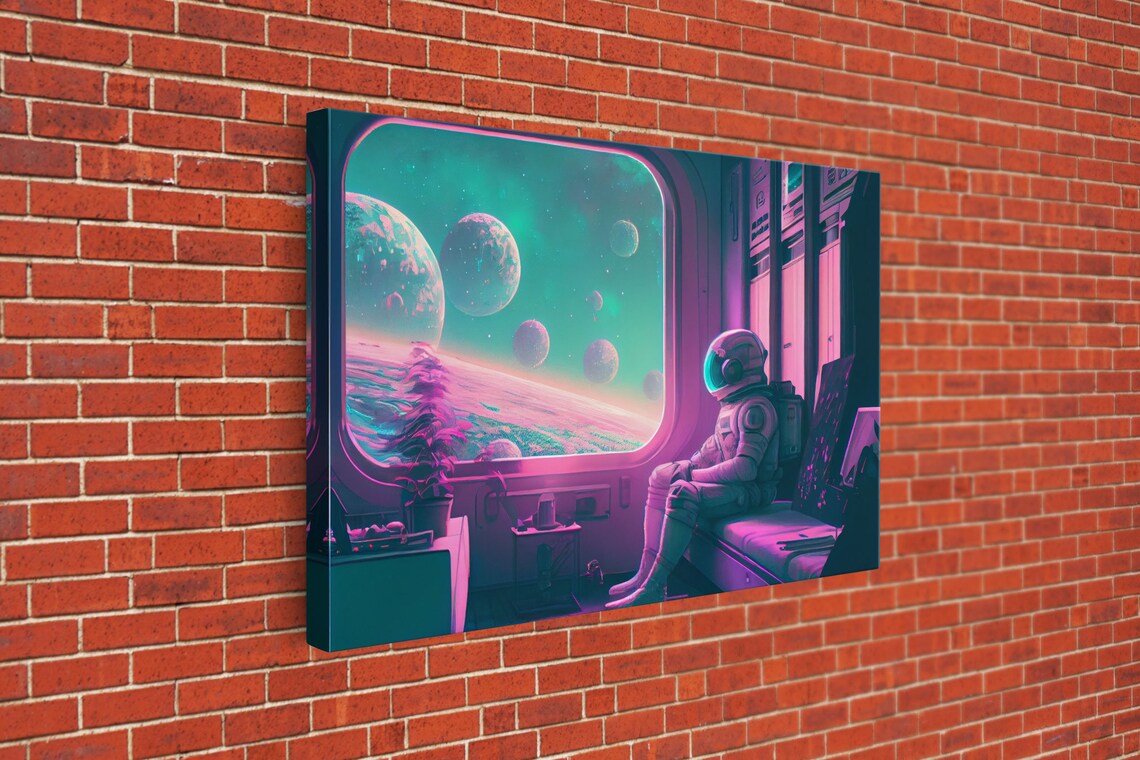 Vaporwave Astronaut Riding The Space Train Art Print - Image 3