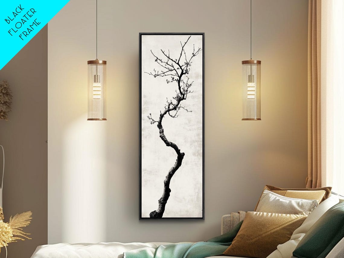 Lone Bare Tree Ink Sketch Minimalist Black White Nature Wall Art - Image 6