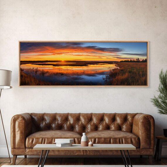 Everglades National Park Sunset Marshland Water Reflection Panoramic Poster