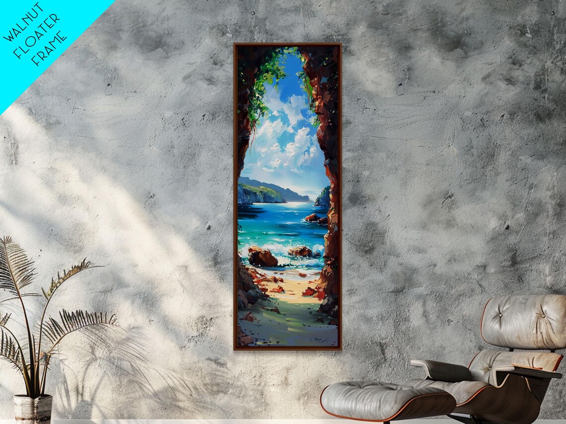Rocky Sea Cave Arch Turquoise Ocean Beach Cove View Travel Poster - Image 6