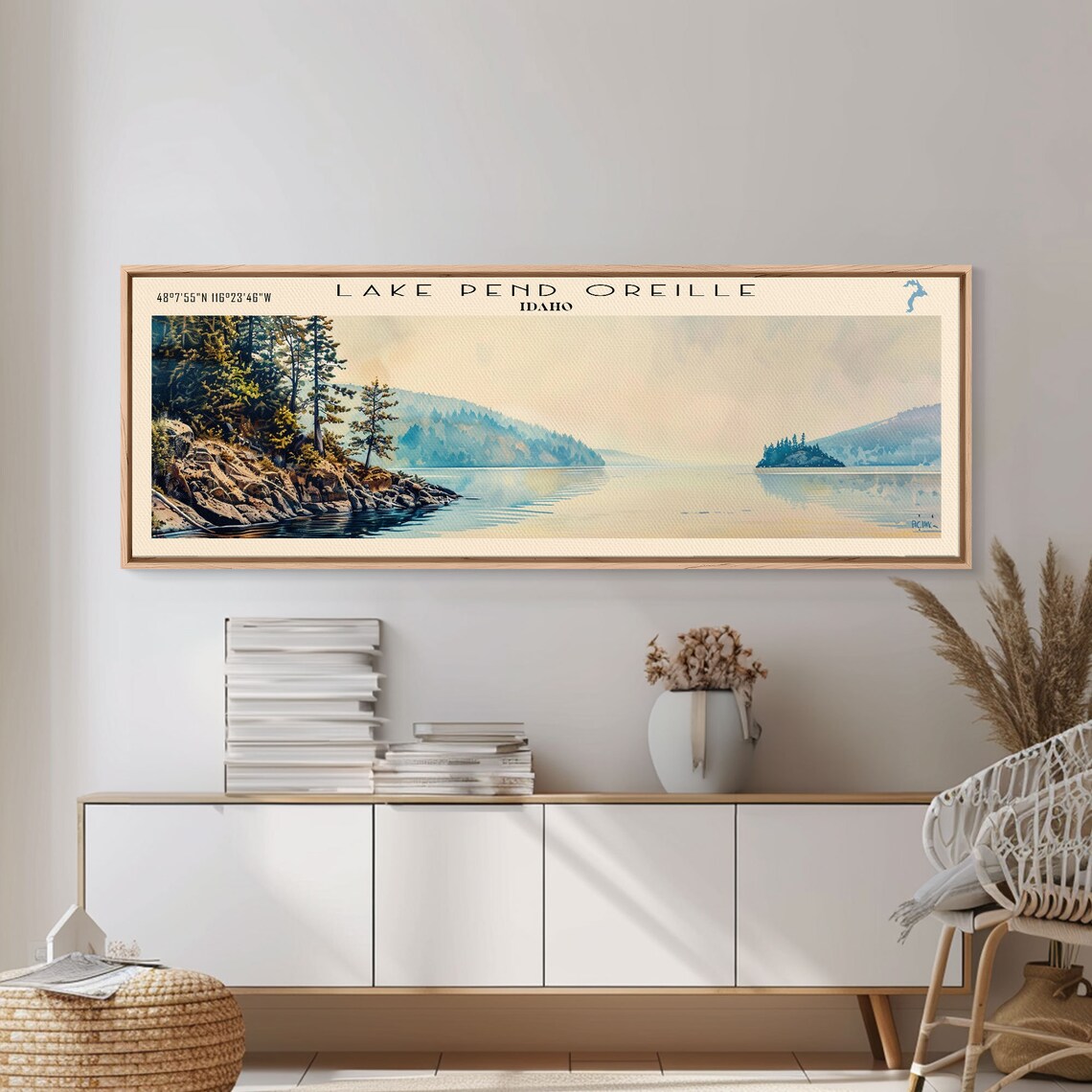 Lake Pendreille Travel Poster, Panoramic Landscape - Image 3