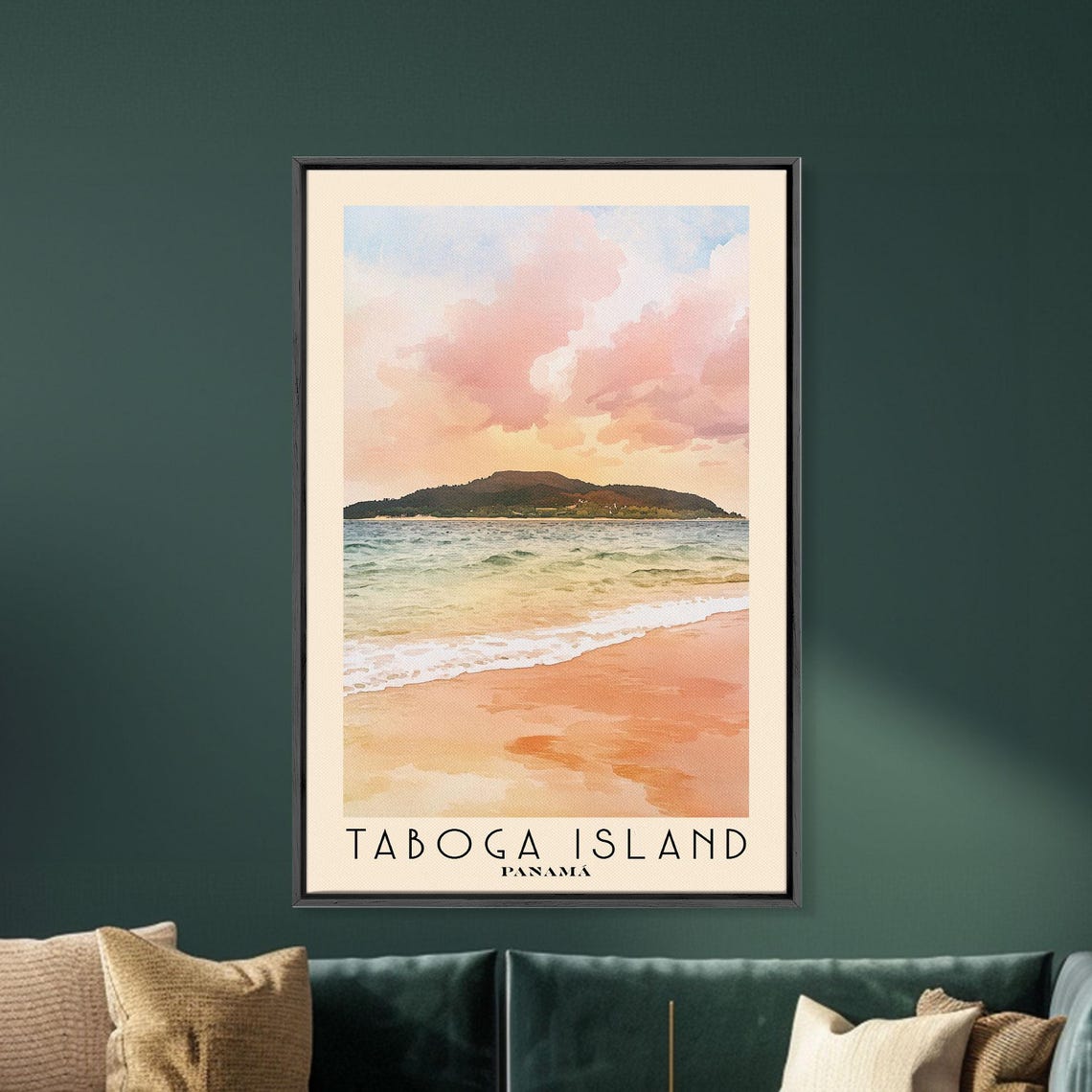 Taboga Island Panama Watercolor Beach Print Vacation Gift Panama Wall Art Framed Print Framed Beach Painting