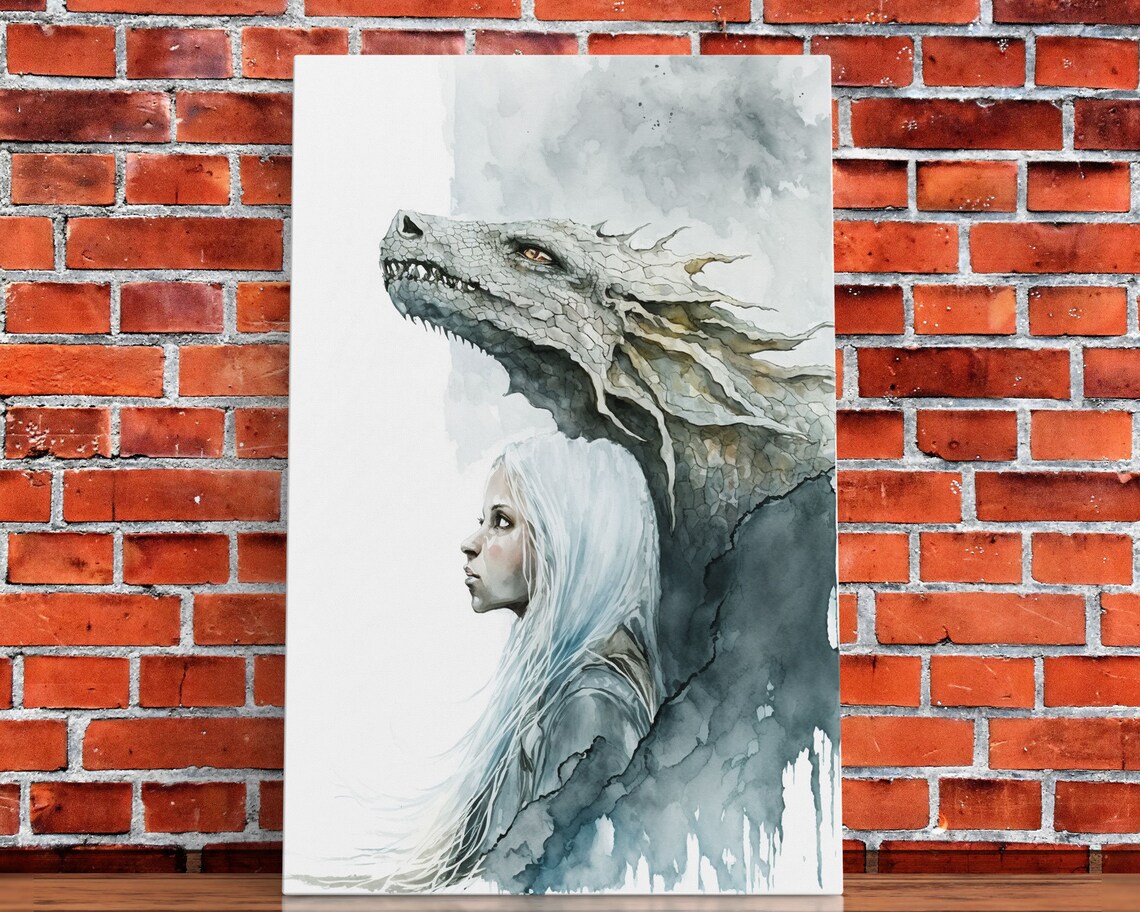 Girl and Her Dragon Fantasy Art Print, Gamer Decor - Image 4