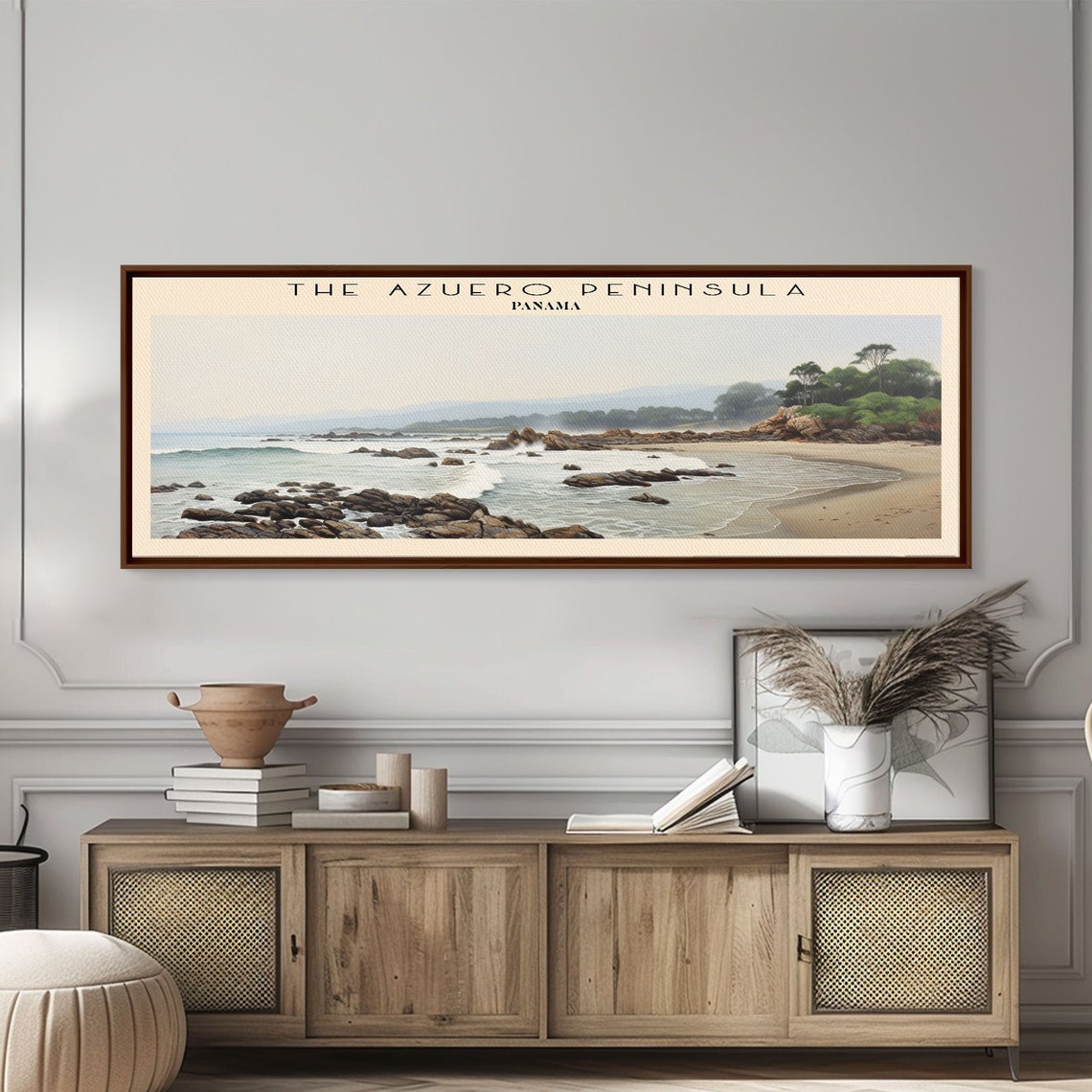 Azuero Peninsula Panama Rocky Beach Coastal Waves Panoramic Poster