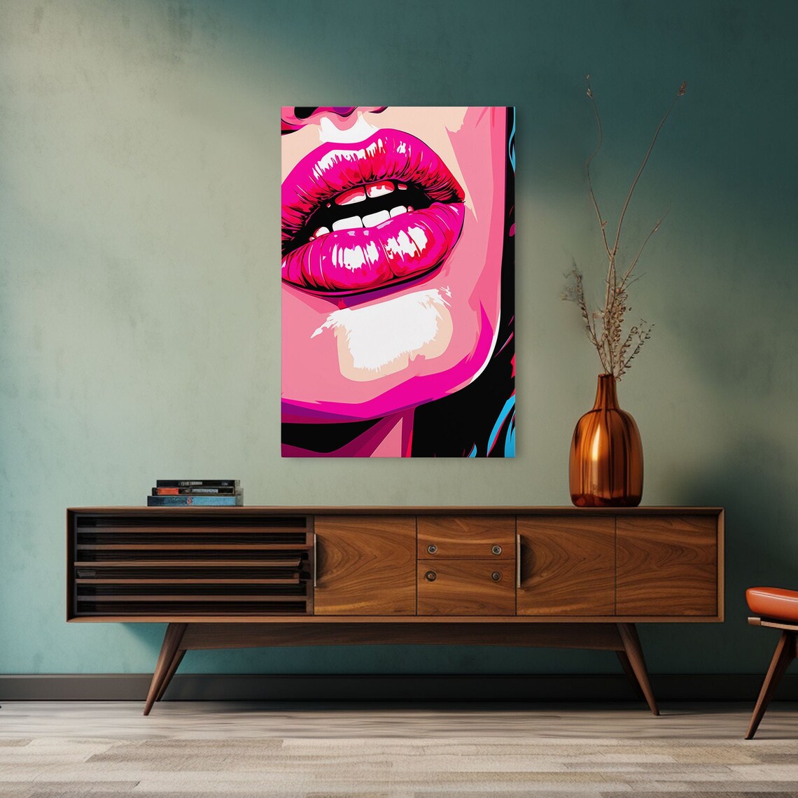 Pop Art Pink Lips Glossy Magenta Bold Girly Comic Style Modern Wall Poster - Image 5
