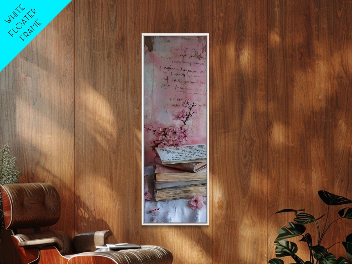 Antique Books With Cherry Blossom Pink Romantic Cottagecore Poster - Image 5