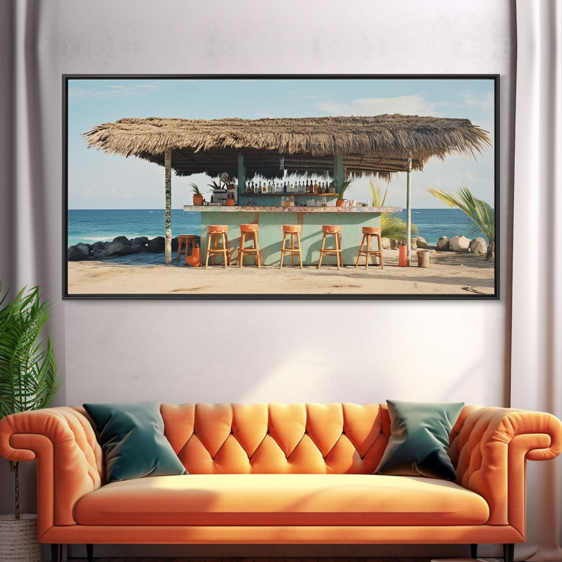 Beachside Tiki Hut Bar And Grill Framed Print Liminal Art Framed Wall Decor Beach Photography Surf Art Surf Print Nautical Decor - Image 5