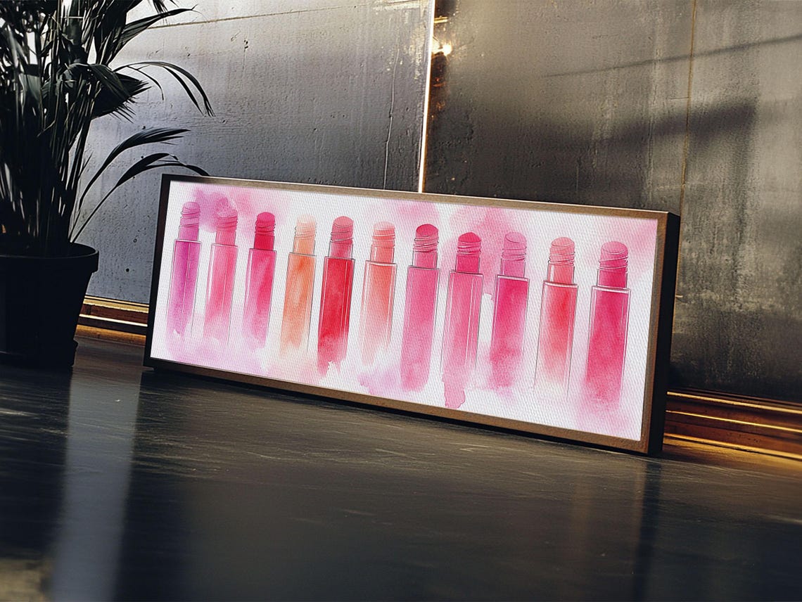 Pink Lip Gloss Collection Abstract Feminine Boho Dorm Wall Art Print - Image 2