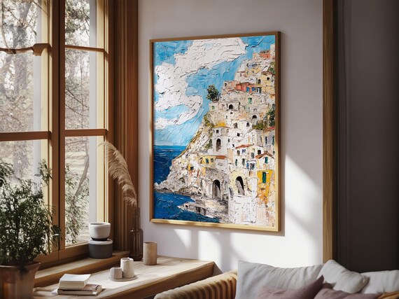 Cinque Terre Manarola Italy Cliff Village Colorful Impasto Seascape Travel Poster