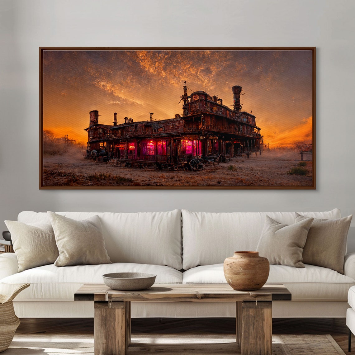 Dystopian Steampunk Wild West Mashup Abandoned Wild West Saloon Art Print Ready To Hang Wall Art - Image 3