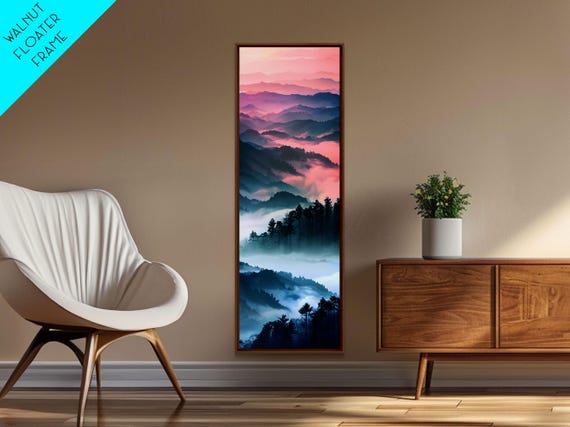 Dreamy Layers Of Misty Mountains At Dawn Framed Print Skinny Art And Tall Art Emphasizing Ukiyo E Art And Japanese Style Art
