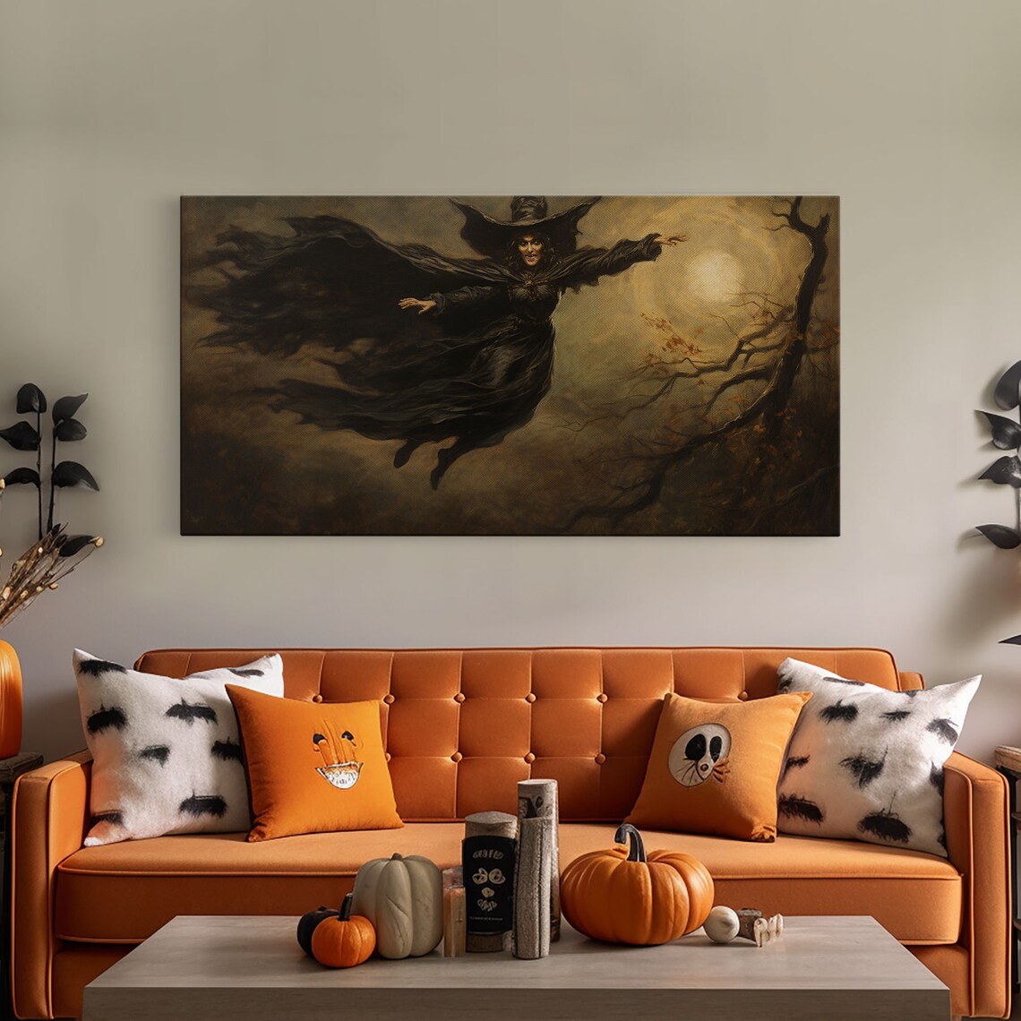 The Flying Witch Halloween Wall Art Poster Print - Image 4