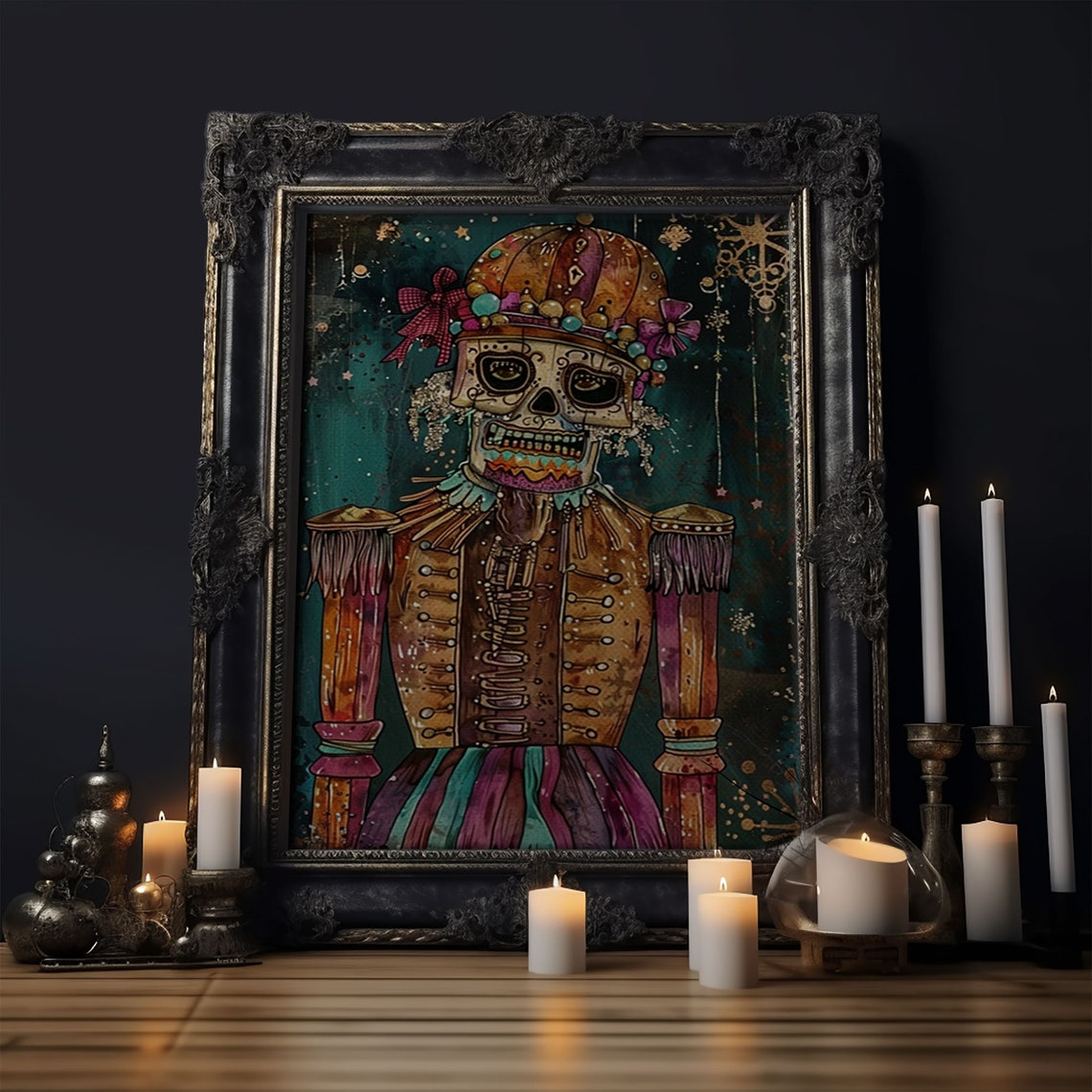Skeleton Nutcracker Colorful Festive Halloween Day Of Dead Art Poster - Image 6