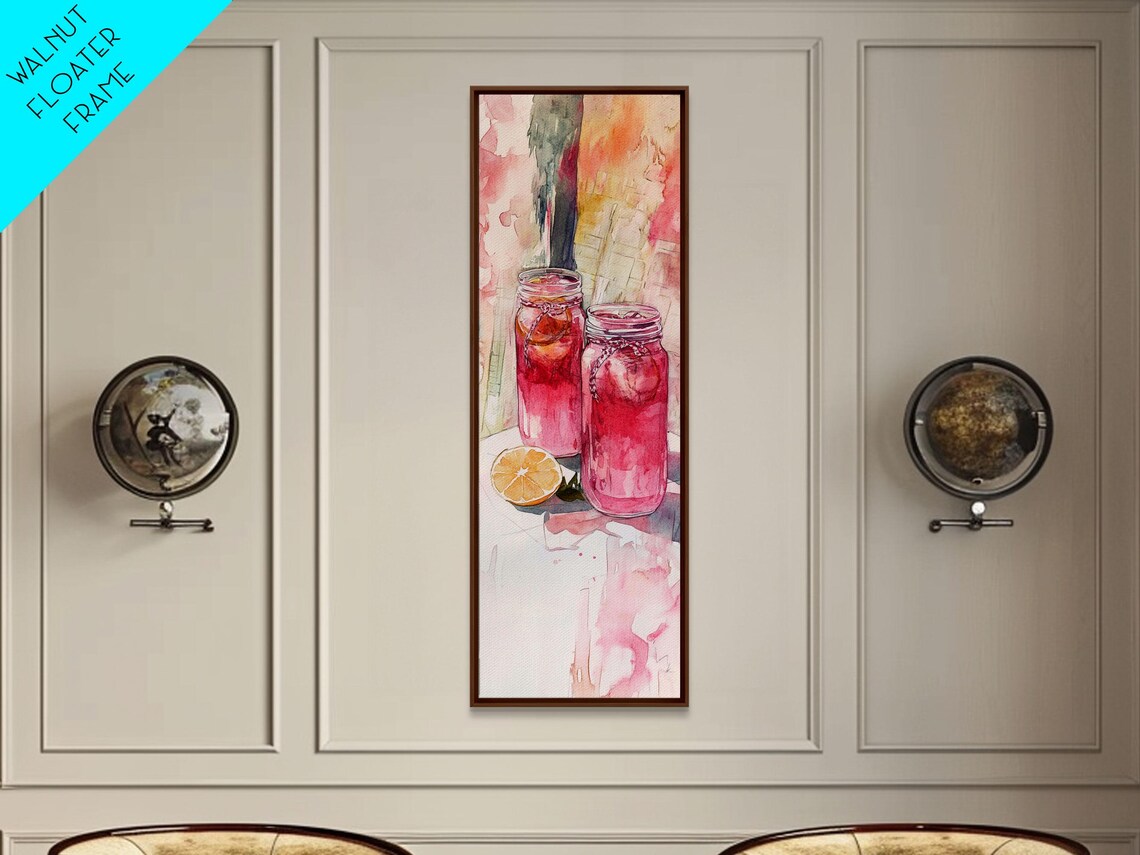 Pink Lemonade Mason Jars Watercolor Summer Drink Kitchen Wall Poster - Image 6