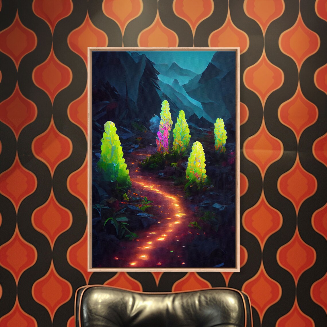 Magical Forest Mushroom Fantasy, Glowing Art Print - Image 3