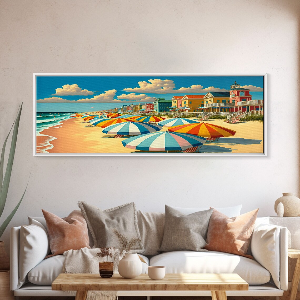 Beach Boardwalk Umbrellas, Mid-Century Modern Art Print - Image 5