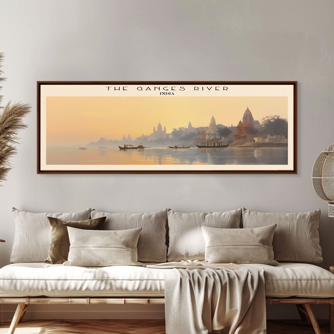 Ganges River India Sunrise Boats Temple Ghats Panoramic Travel Poster - Image 5