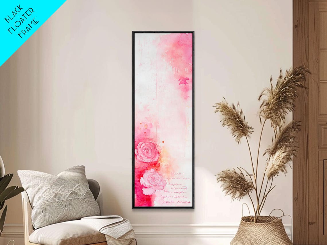 Pink Roses With Love Note Watercolor Romantic Script Art Poster - Image 2